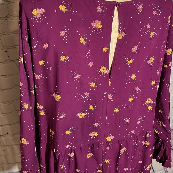 Old Navy Romantic Spring Plum Floral Fit & Flare Flute-Sleeve Plus-Size Dress - Picture 6 of 10